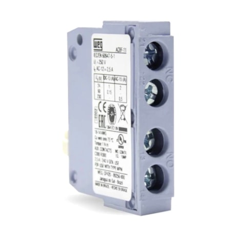 Bloco de Contato Auxiliar Frontal para Disjuntor Motor MPW 1 NA+ 1 NF ACBF-11 12463886 WEG