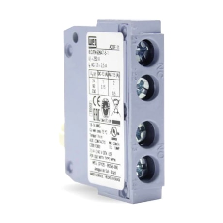 Bloco de Contato Auxiliar Frontal para Disjuntor Motor MPW 1 NA+ 1 NF ACBF-11 12463886 WEG-8aeded93-9fa2-49fb-a31c-3f90c09f980c