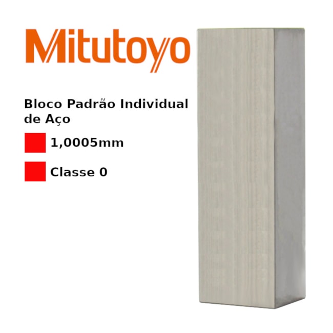 Bloco Padrão Individual de Aço 1,0005mm Classe 0 611520-021 MITUTOYO-2e3001c2-4381-41d2-b18c-c99d3bb64ef4