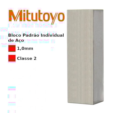 Bloco Padrão Individual de Aço 1,00mm Classe 2 611611-041 MITUTOYO-74c1aef4-fe75-4997-a9c1-7320d5b48053