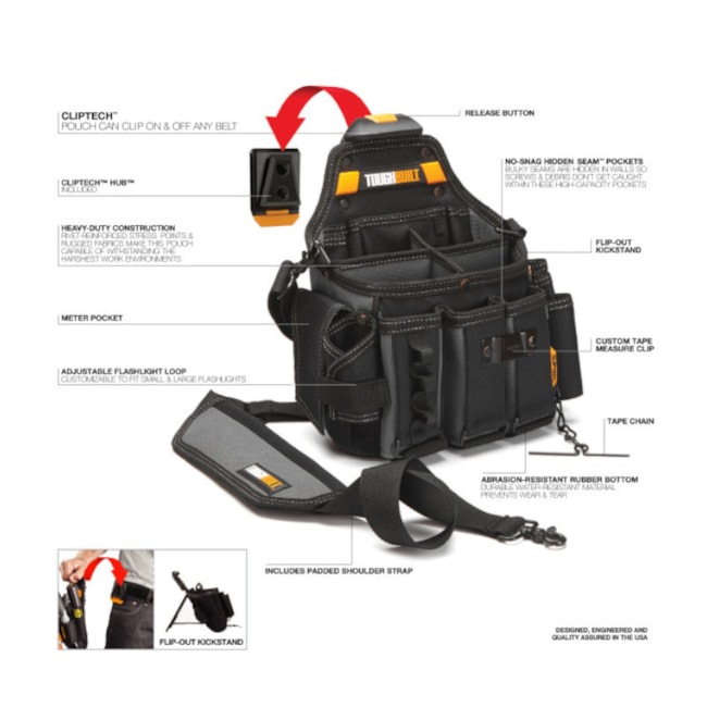 Bolsa Coldre para Ferramentas com Cliptech para Mestre Eletricista TB-CT-104 TOUGHBUILT-a0051ada-6899-42b5-bba0-dcc1a628f345