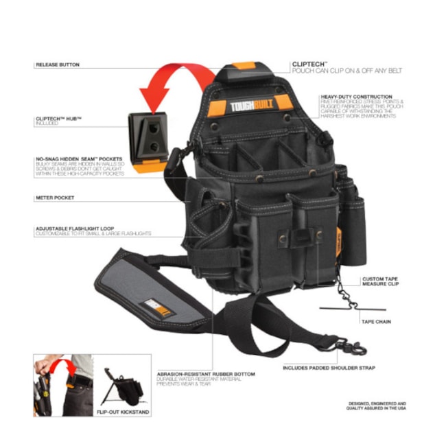 Bolsa Coldre para Ferramentas com Cliptech TB-CT-114 TOUGHBUILT-50657f16-e13b-4556-8903-a8748209c91d