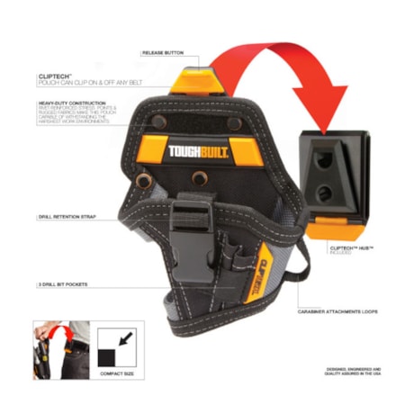 Bolsa Coldre para Furadeiras Compactas Cliptech TB-CT-20-S TOUGHBUILT-193ece2d-dfb2-4de6-a927-3766b2ee4467