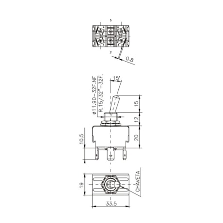 Botão Chave Liga/Desliga com Alavanca Metálica 2P 10A 250V 14223 A1B1P1Q MARGIRIUS-f93fe5a3-4e4c-456f-8756-c0b6c6340202