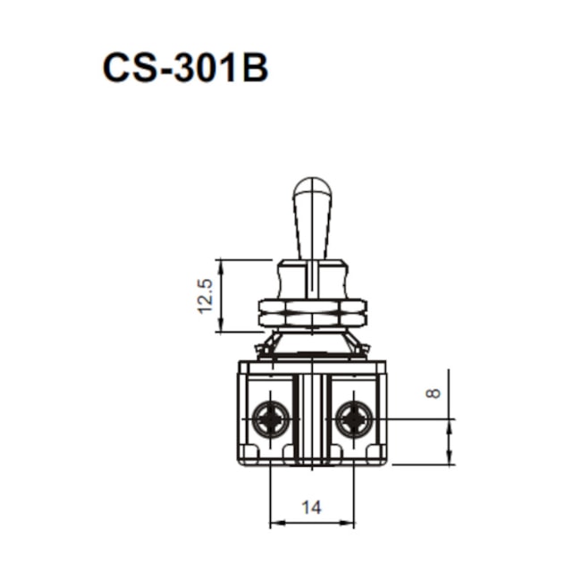 Botão Chave Liga/Desliga com Alavanca Metálica 2P 15A 250V CS-301B S/SS MARGIRIUS-ae854168-02a4-4904-8710-d9aef8f9c3a8