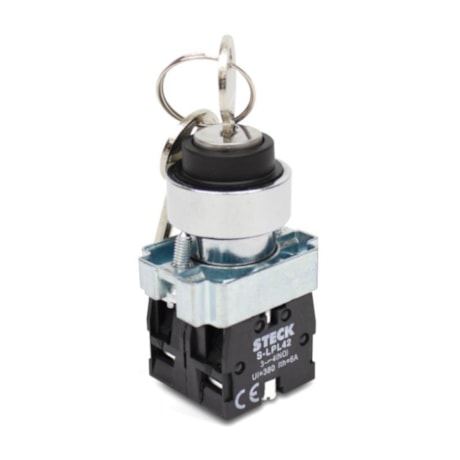 Botão Comutador com Chave T3 Retorno 1-0-2 Metálica 22,5mm SLCM8T3C STECK-9e08e657-4724-4302-8aab-f1f15554e5cd