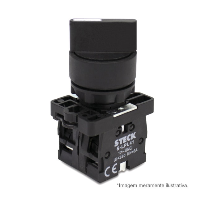 Botão Comutador com Manopla Curta T0 Fixa 1-0-2 Plástica 22,5mm SLMB8T0 STECK-1f7d82d4-2879-4524-afbd-1e02f34a79c6