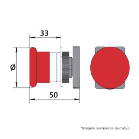 Botão de Impulsão Cogumelo Soco Metálico Vermelho 40mm Encaixe 22,5mm SLMFN1M4 STECK-dadd7f5a-e732-44be-9ee7-0dc8e6914cb6