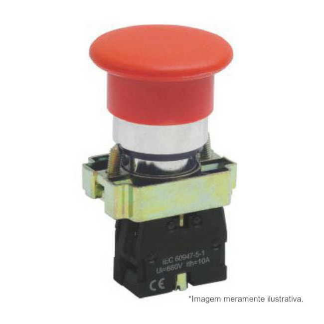 Botão de Impulsão Cogumelo Soco Metálico Vermelho 40mm Encaixe 22,5mm SLMFN1M4 STECK-c8bc8b10-28ef-4eb5-bfa9-7f7c9dbb5e03