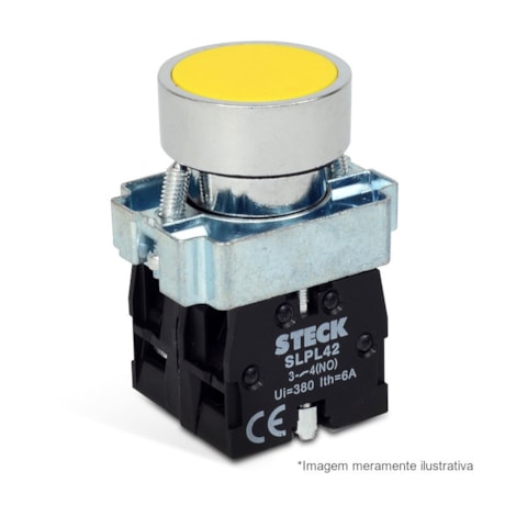 Botão de Impulsão Metálico Amarelo 22,5mm SLMRN3 STECK-133a2d61-f648-45e3-9c95-122c88e02823