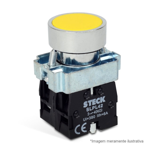 Botão de Impulsão Metálico Amarelo 22,5mm SLMRN3 STECK-8da3f450-eb0e-4d80-b9f0-e5785e639b2e