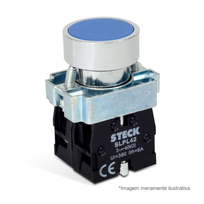 Botão de Impulsão Metálico Azul 22,5mm SLMRN4 STECK-3f7e76d1-685f-4f55-a707-46a19e3a3e3e