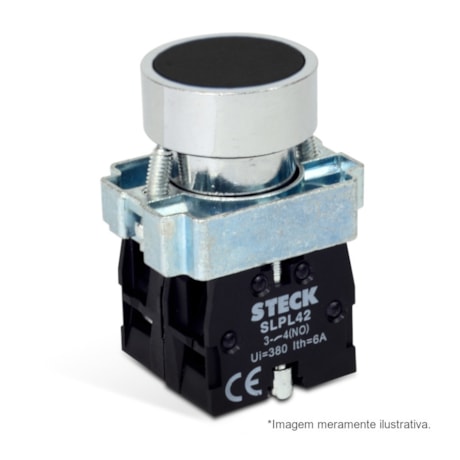 Botão de Impulsão Metálico Preto 22,5mm SLMRN8 STECK-0b89a5c7-3d48-415b-b045-996b08b4b997