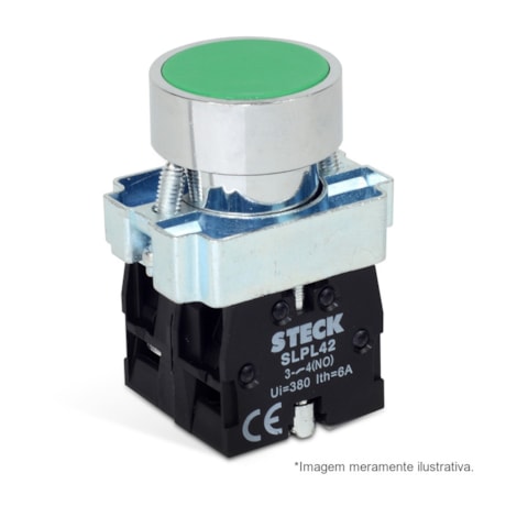 Botão de Impulsão Metálico Verde 22,5mm SLMRN2 STECK-c83ab917-2f2a-46f3-a54f-ceda0fe13b73