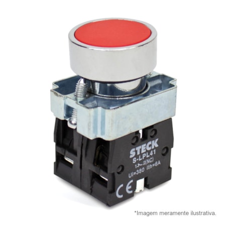 Botão de Impulsão Metálico Vermelho 22,5mm SLMRN1 STECK-8f1ba05f-5bc4-46bd-aa64-8204acab80bc