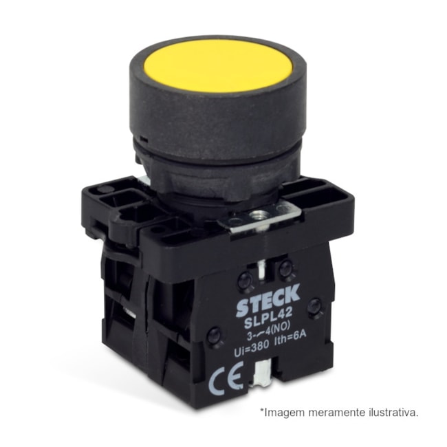 Botão de Impulsão Plástico Amarelo 22,5mm SLPRN3 STECK-49660962-d336-4e63-a5ac-baf69ffbe267