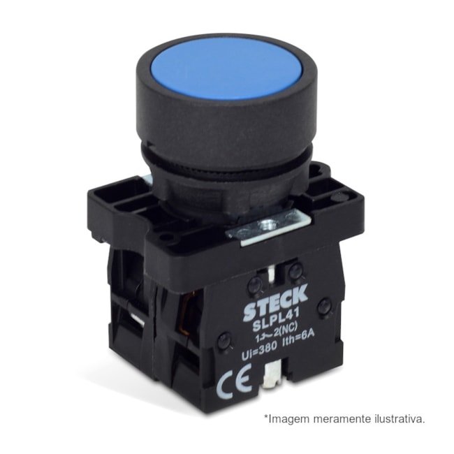 Botão de Impulsão Plástico Azul 22,5mm SLPRN4 STECK-1e4b8240-af5a-4295-aeb4-1a4c9507d56a