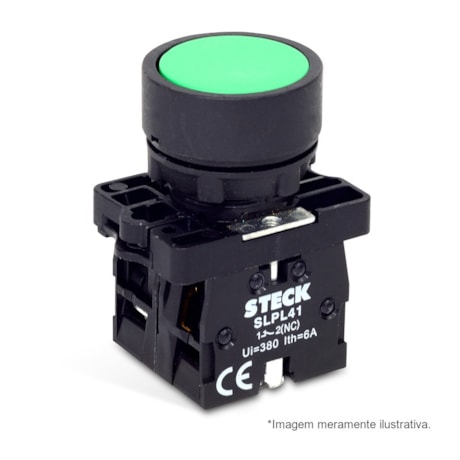 Botão de Impulsão Plástico Verde 22,5mm SLPRN2 STECK-3b99f970-ad6d-4f6e-968c-0fff8f43fcbe