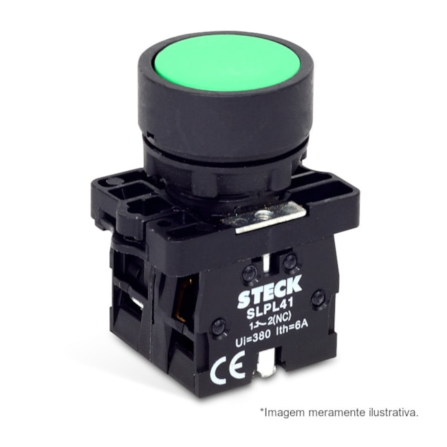Botão de Impulsão Plástico Verde 22,5mm SLPRN2 STECK-c134bcce-7d48-4b2f-9091-b359552de711