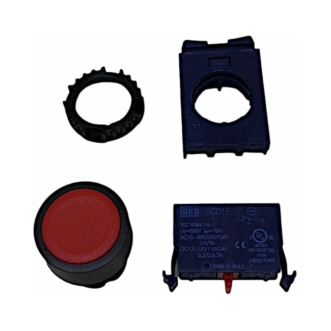 Botão de Impulsão Plástico Vermelho 1NA 22,5mm BF1010000003VF WEG-3a35df18-599a-44c4-bfe3-6b2e6ca1ba34