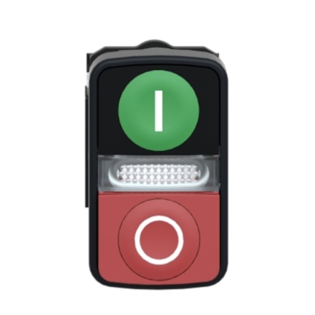 Botão de Pressão de Duas Cabeças 22mm Plástico Iluminado VD/VM LED 220V GRAV