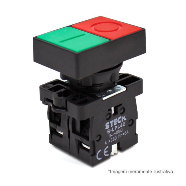 Botão Liga/Desliga Duplo Plástico Faceado 22,5mm SLPDNR STECK-76a7586d-2c06-4a89-85e5-49851b7c19bd