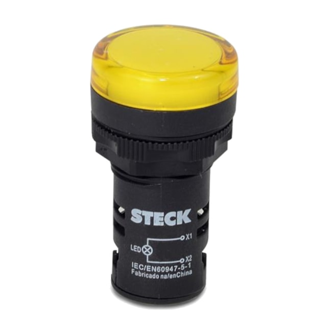 Botão Sinaleiro LED Amarelo 220V SLDS2203FP STECK-46064ddb-8077-48d5-b282-46e82e9be42a