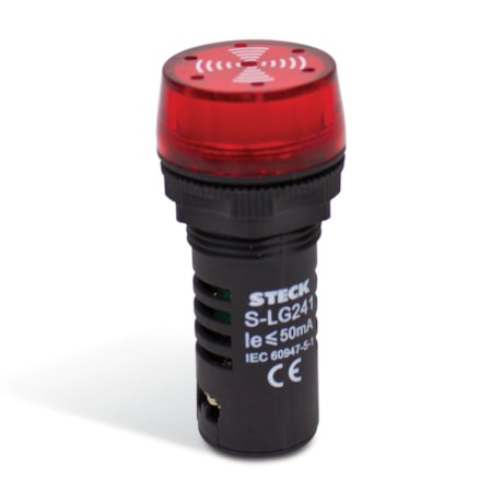 Botão Sinaleiro LED Sonoro Vermelho 24V SLG241 STECK-25f66b6e-52a8-414e-b686-d664676297d9
