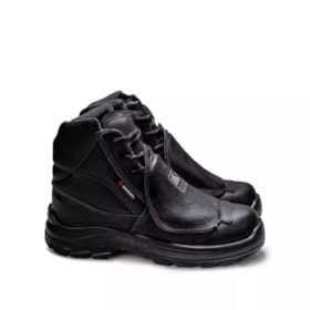 Botina Segurança Preto Poliuretano Amarrar Com Biqueira Composta Couro Bidensidade CA 48582 4031BMMS1662LL BRACOL