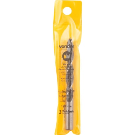 Broca em Aço Carbono 10mm 3 Pontas para Madeira 5301100000 VONDER-11981ad1-fb9e-44a0-9f53-66011b2da81e
