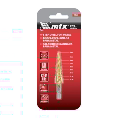 Broca Escalonada HSS 4 a 12 Titânio 723539 MTX-ed93becc-9e99-48c3-a028-36849250f2f9