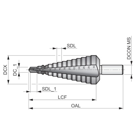 Broca Escalonada HSS 4mm a 20mm G314420 DORMER