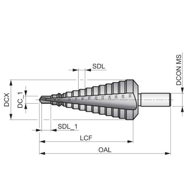 Broca Escalonada HSS 9.0mm a 36mm G314M DORMER-e57f1548-bbcb-4d22-b4c2-2a5ed06d744b