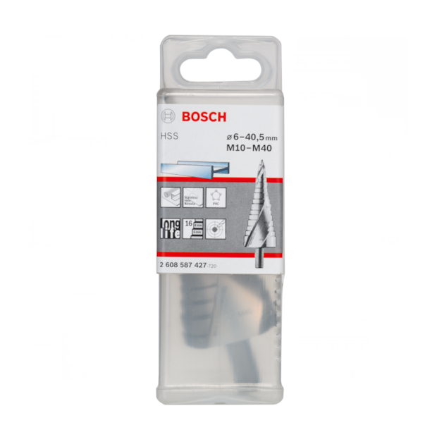 Broca Escalonada para Metal HSS 6 a 40.5mm M10 a M40 2608587427 BOSCH-58de4641-954f-46c2-97fd-48534f92a4ed