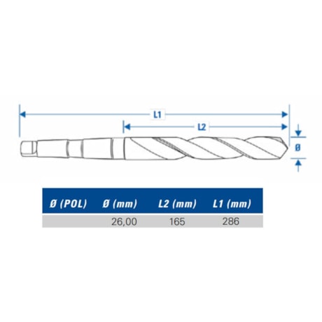 Broca HC HSS DIN 345N 26.00mm 165x286mm TW404 LENOX TWILL-1e5edecf-3660-44e7-9a6d-e92b71273036