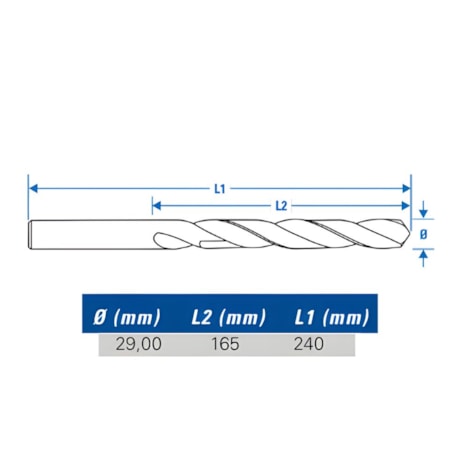Broca HP HSS DIN 338N 29.00mm 165x240 TW104-29.00 LENOX TWILL-c0dc4fca-1c94-456d-8d9f-0a4176e97fad