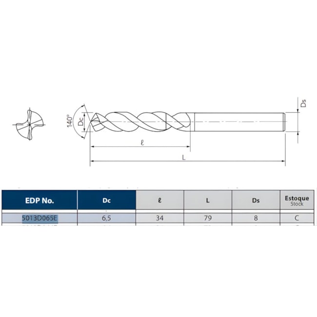 Broca HP MD DIN 6537K 6.50mm 3XD TiALN 4030/3 MD-3D OSG-901bb983-c3a3-4865-b67b-b369099bd032