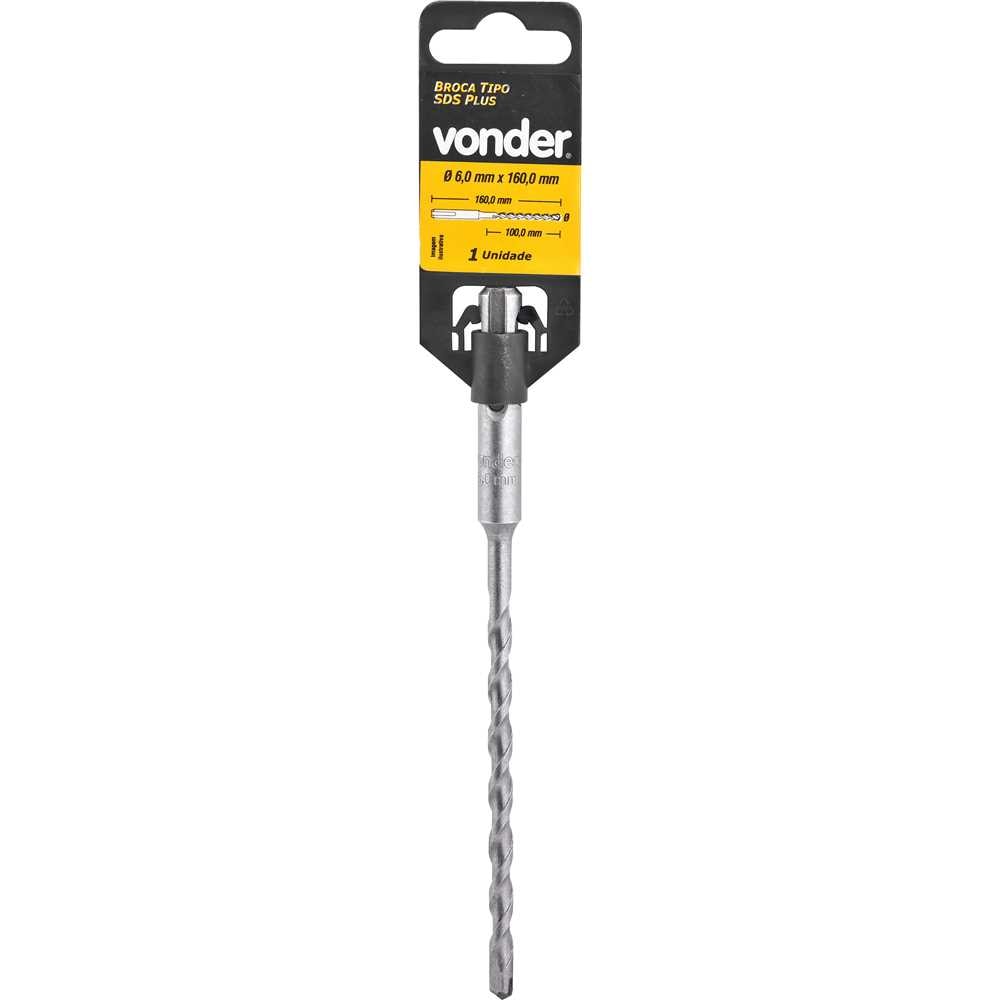 Broca SDS Plus 6.0mm x 160mm 5367060100 VONDER - Anhanguera