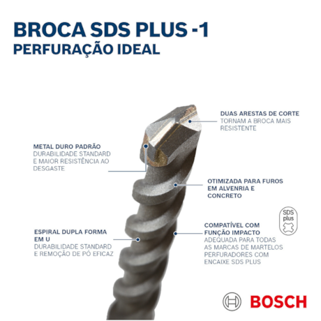 Broca SDS Plus 6.5 x 160 x 100mm PLUS-1 2608680266 BOSCH-5e564d90-429b-4fa0-ad2a-a8adb3e63453