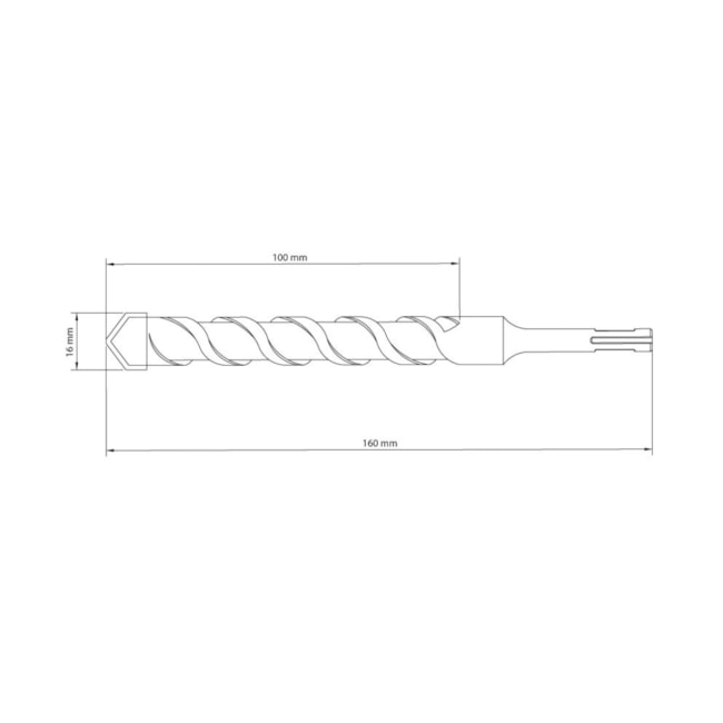 Broca SDS Plus para Concreto 16mm X 100mm X 160mm Metal Duro 43148134 TRAMONTINA MASTER-b181b952-4047-495e-80d0-045434791e79