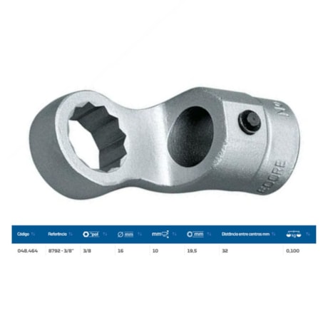 Cabeça Intercambiável 16mm Chave Estrela 3/8