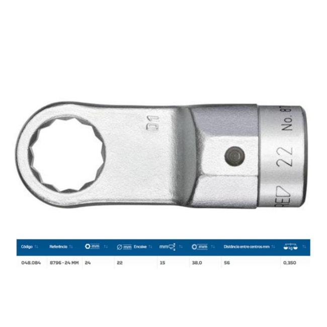 Cabeça Intercambiável 22mm Chave Estrela 24mm para Torquímetro de Estalo 8796-24 GEDORE-381e7bd5-8144-4208-b3ba-1fc7bd5eb07e