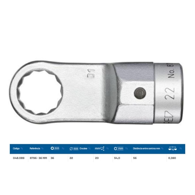 Cabeça Intercambiável 22mm Chave Estrela 36mm para Torquímetro de Estalo 8796-36 GEDORE-c150b0bc-aa6e-46ee-be6e-d210acc076e4