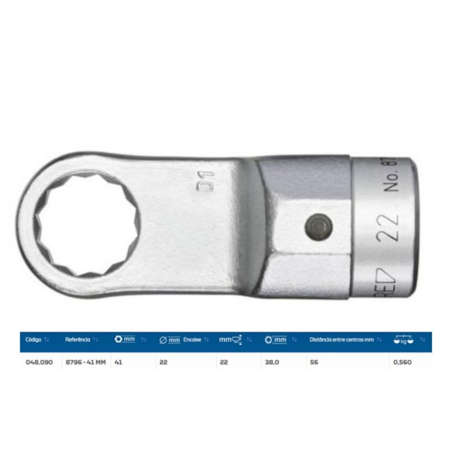 Cabeça Intercambiável 22mm Chave Estrela 41mm para Torquímetro de Estalo 8796-41 GEDORE-3b5b113b-dce6-4090-a05d-fb8cc747553d