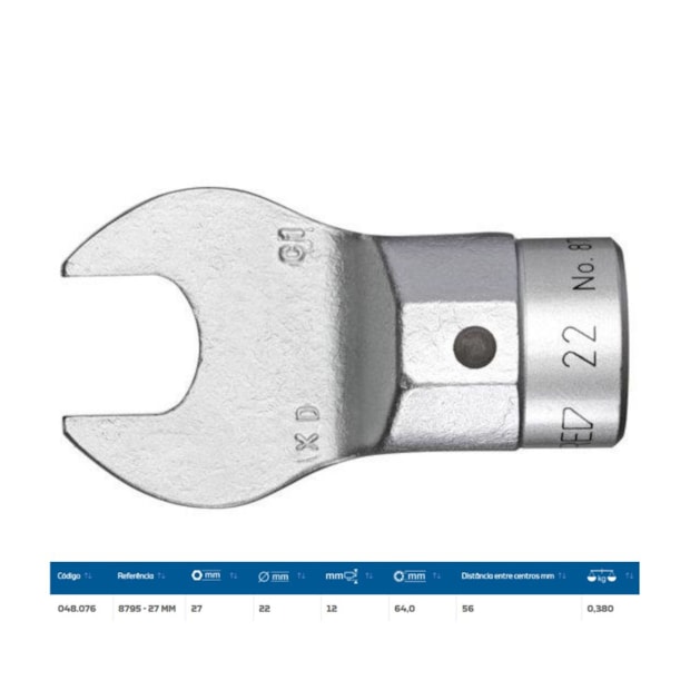 Cabeça Intercambiável 22mm Chave Fixa 27mm para Torquímetro de Estalo 8795-27 GEDORE-4d7ace4f-1fb7-4a0f-8a04-7598c0fb80b0