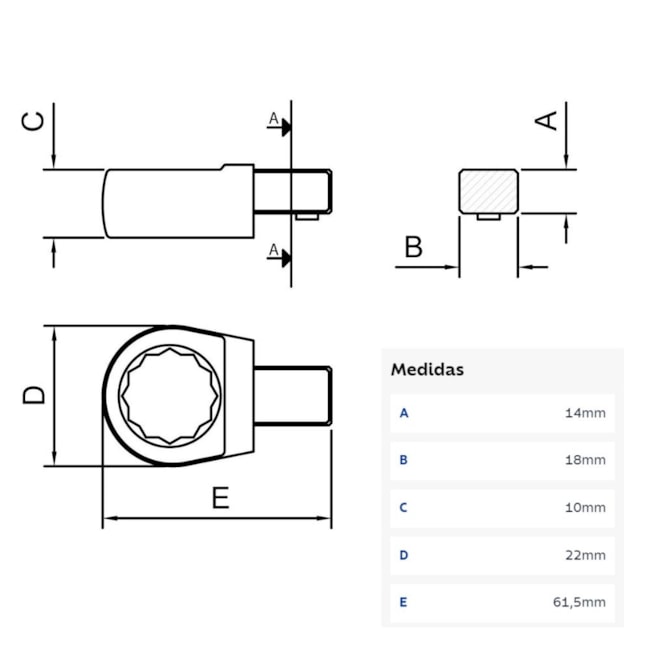 Cabeça Intercambiável Chave Estrela 14mm - Encaixe 14x18mm 44514014 TRAMONTINA PRO-c3678f2d-ba1f-4492-9315-3fb0694658f8