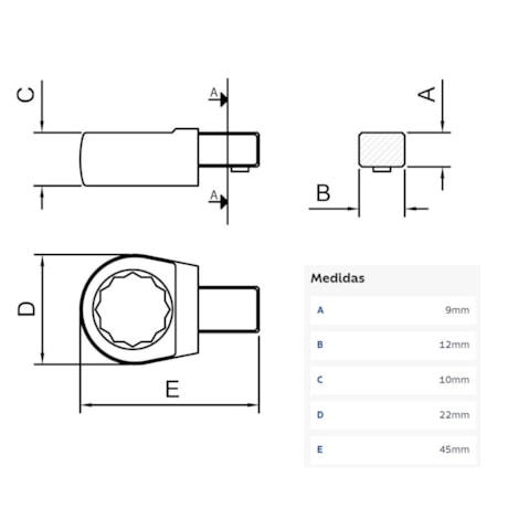 Cabeça Intercambiável Chave Estrela 14mm Encaixe 9x12mm 44512014 TRAMONTINA PRO