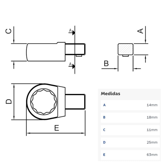 Cabeça Intercambiável Chave Estrela 16mm - Encaixe 14x18mm 44514016 TRAMONTINA PRO-e4a65c1f-2c05-4144-ab8b-af287bb61d26