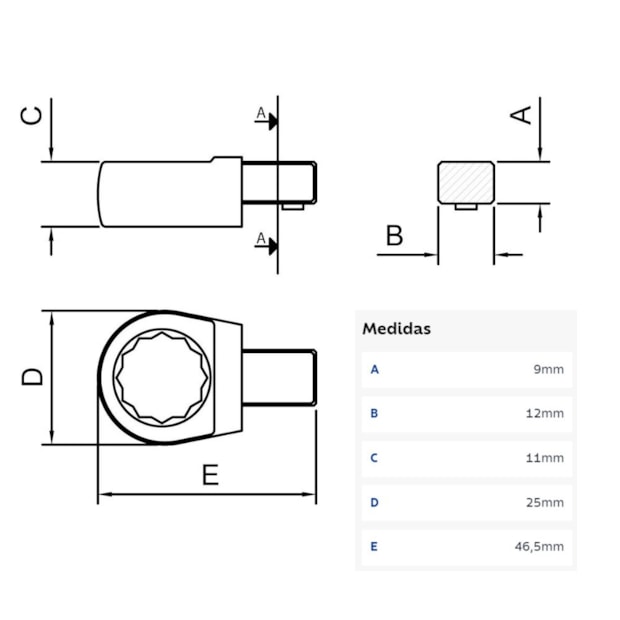 Cabeça Intercambiável Chave Estrela 16mm Encaixe 9x12mm 44512016 TRAMONTINA PRO-5eb53ecf-46e5-4472-8db5-1cc33d772bca