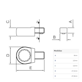 Cabeça Intercambiável Chave Estrela 18mm Encaixe 9x12mm 44512018 TRAMONTINA PRO